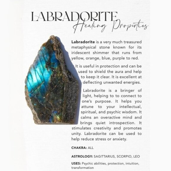 Labradorite ✦ Wire-Wrapped Heart Pendant ✦ Copper Design Crystal Necklace 3.3" N - Picture 12 of 12